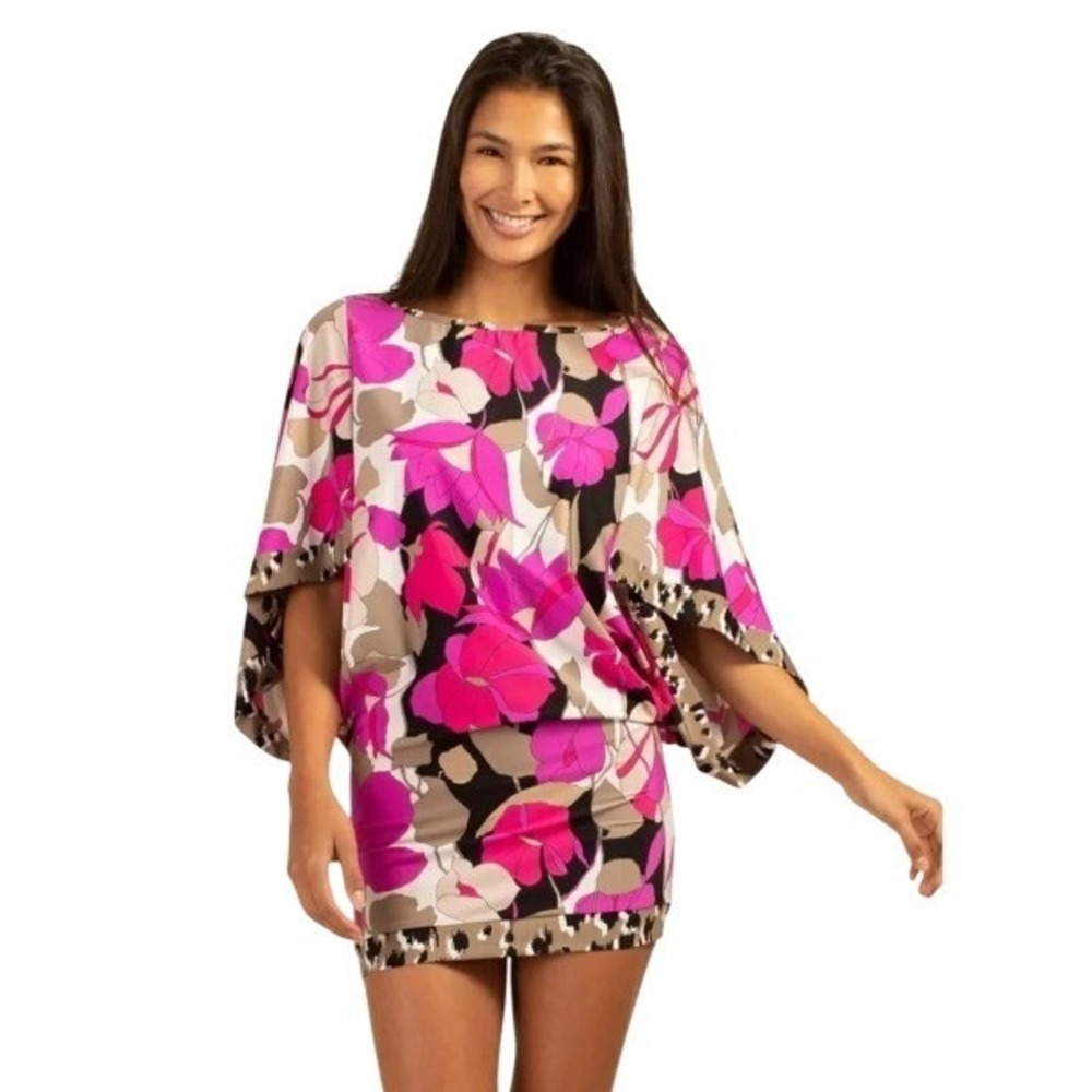 Trina Turk Womens XS Swim & Spa Pink Black Cover Up Tunic Swimwear NWT